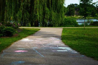 Walking Path with sidewalk chalk drawing
