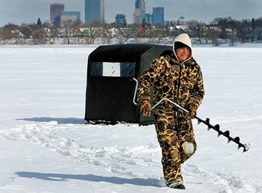 Ice Fisherman with Drill
