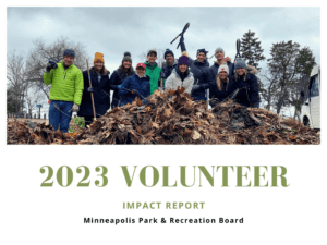 MPRB 2023 Volunteer Impact Report cover.