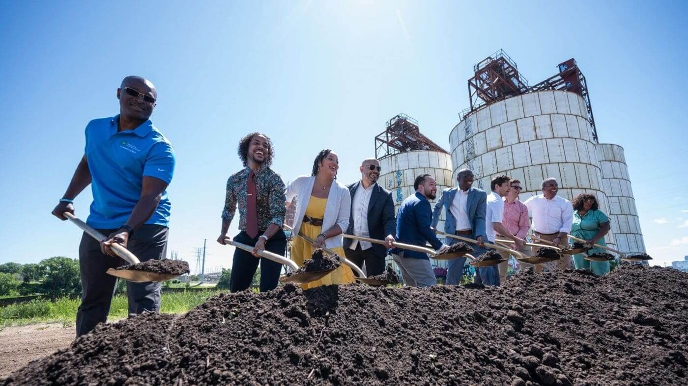 ceremonial groundbreaking for new park at Upper Harbor site