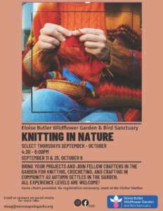 Knitting in Nature flyer. Description in text.