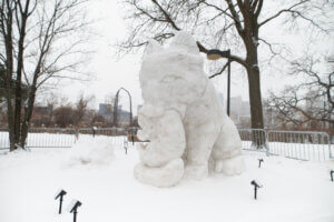 Carved in Snow fox sculpture