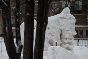 Carved in Snow fox sculpture