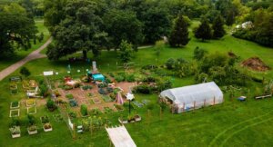 Aerial view of JD Rivers Children's Garden.