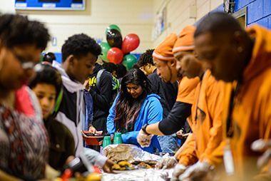 Food Line at Black History Month Celebration 2017