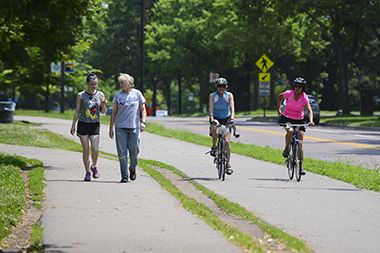 Pedestrians and Bikers at Grand Rounds Scenic Byway