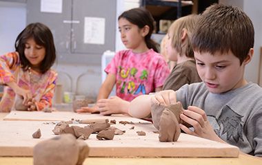 Kids Building with Clay at Youth Ceramics at Powderhorn