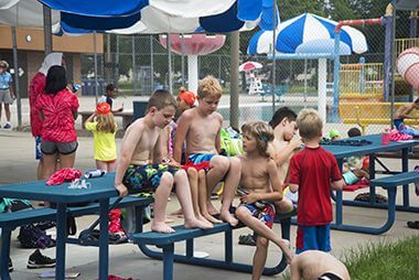 Children Enjoying the Shade at North Commons Water Park