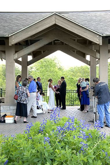 Wedding Ceremony at Minnehaha Falls Pergola Garden
