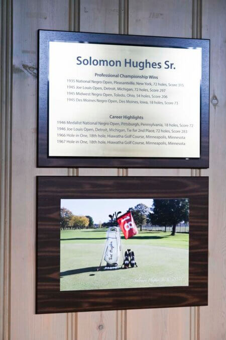 Interpretive Panels and Plaques Honoring Solomon Hughes and Black Golfers at Solomon Hughes Sr. Clubhouse