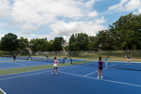 Blue tennis courts at Loring Park