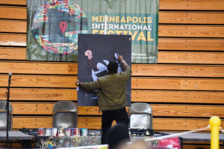 Performer Creating a Painting at Minneapolis International Festival