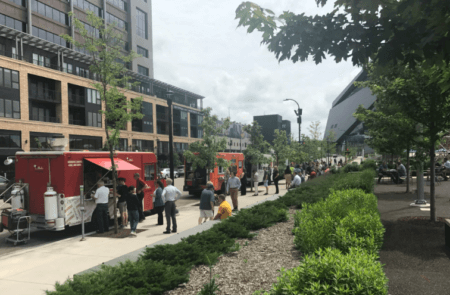Food trucks parked at The Commons